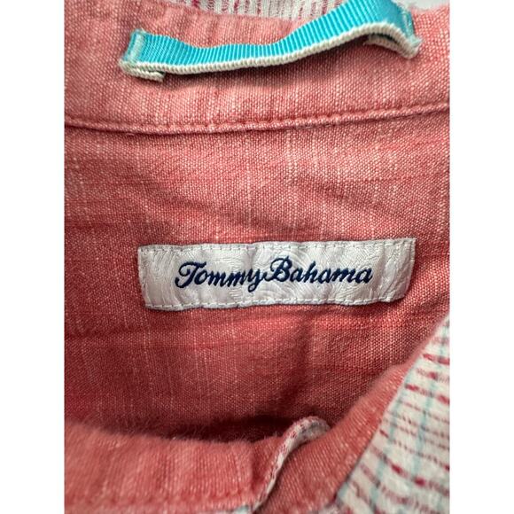 Tommy Bahama Men's Ravenna Plaid Short Sleeve Linen Blend Shirt Blue & Red Sz XL - Picture 3 of 6